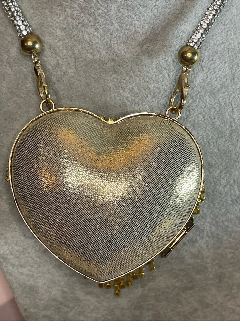 Rhinestone heart evening bag